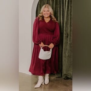 Elegant Burgundy Women's Dress